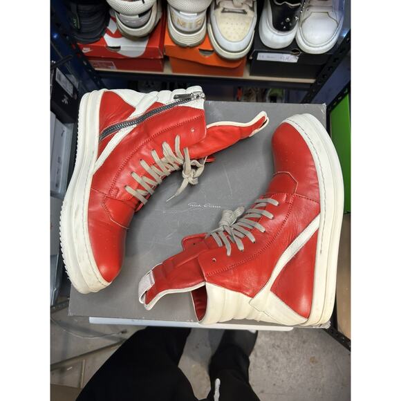 Rick Owens Geobasket Carnelian Red/Milk Sneaker Size 8 US 41 EU main image 9